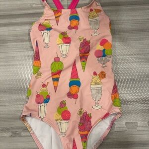 Boden Pink Ice Cream Print Kids Swim One Piece